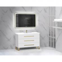 Madeli B830-48C-001-LS-WH-HP-PC - Icon 48C'' Free standing Vanity Cabinet in White/HW: Polished Chrome(PC)