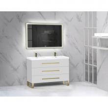 Madeli B830-48D-001-LS-WH-HP-PC - Icon 48D'' Free standing Vanity Cabinet in White/HW: Polished Chrome(PC)