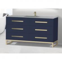 Madeli B830-60C-001-LC-SA-NP-PC - Icon 60C'' Free standing Vanity Cabinet in Sapphire/HW: Polished Chrome(PC)