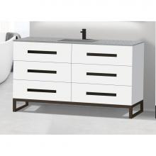 Madeli B830-60C-001-LC-WH-NP-PC - Icon 60C'' Free standing Vanity Cabinet in White/HW: Polished Chrome(PC)