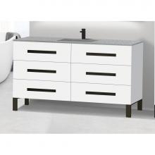 Madeli B830-60C-001-LL-WH-HP-PC - Icon 60C'' Free standing Vanity Cabinet in White/HW: Polished Chrome(PC)