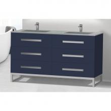 Madeli B830-60D-001-LC-SA-HP-PC - Icon 60D'' Free standing Vanity Cabinet in Sapphire/HW: Polished Chrome(PC)