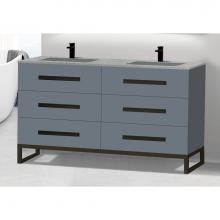 Madeli B830-60D-001-LC-TG-HP-PC - Icon 60D'' Free standing Vanity Cabinet in Studio Grey/HW: Polished Chrome(PC)