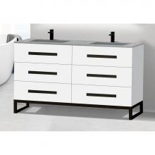 Madeli B830-60D-001-LC-WH-NP-PC - Icon 60D'' Free standing Vanity Cabinet in White/HW: Polished Chrome(PC)