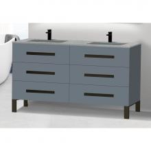 Madeli B830-60D-001-LL-TG-NP-PC - Icon 60D'' Free standing Vanity Cabinet in Studio Grey/HW: Polished Chrome(PC)
