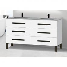 Madeli B830-60D-001-LL-WH-HP-PC - Icon 60D'' Free standing Vanity Cabinet in White/HW: Polished Chrome(PC)