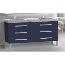 Madeli B830-72D-001-LL-SA-HP-PC - Icon 72D'' Free standing Vanity Cabinet in Sapphire/HW: Polished Chrome(PC)