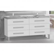 Madeli B830-72D-001-LL-WH-NP-PC - Icon 72D'' Free standing Vanity Cabinet in White/HW: Polished Chrome(PC)