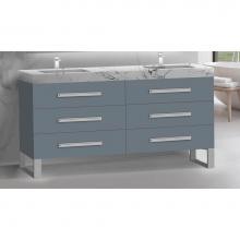 Madeli B830-72D-001-LS-TG-HP-PC - Icon 72D'' Free standing Vanity Cabinet in Studio Grey/HW: Polished Chrome(PC)