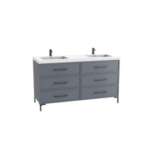 Madeli B835-60D-001-LY-TG-HY-PC - Marquis 60D'' Free standing Vanity Cabinet in Studio Grey/HW: Polished Chrome(PC)