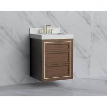 Madeli B855-24-002-BR-NP-PN - Madeli Renaissance 24'' Wall hung Vanity Cabinet in Brandy - No Handles - Inlay in Polis