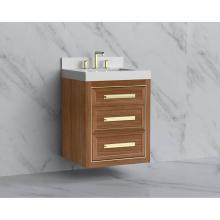 Madeli B855-24-002-NW-HP-MB - Madeli Renaissance 24'' Wall hung Vanity Cabinet in Natural Walnut/HW: Handles Matte Bla