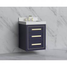 Madeli B855-24-002-SA-HP-BN - Madeli Renaissance 24'' Wall hung Vanity Cabinet in Sapphire/HW: Handles Brushed Nickel(