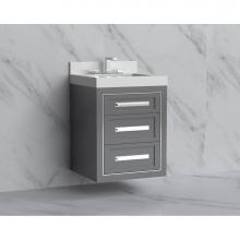 Madeli B855-24-002-TG-HP-PN - Madeli Renaissance 24'' Wall hung Vanity Cabinet in Studio Grey/HW: Handles Polished Nic