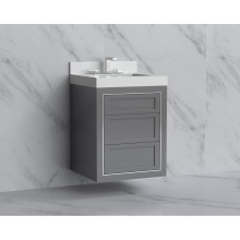 Madeli B855-24-002-TG-NP-PC - Renaissance 24'' Wall hung Vanity Cabinet in Studio Grey - No Handles - Inlay in Polishe