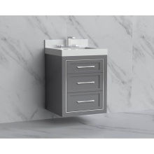 Madeli B855-24-002-TG-HR-PC - Renaissance 24'' Wall hung Vanity Cabinet in Studio Grey/HW: Handles Polished Chrome(PC)