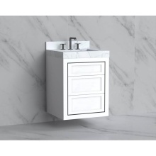 Madeli B855-24-002-WH-NP-SB - Renaissance 24'' Wall hung Vanity Cabinet in White - No Handles - Inlay in Satin Brass(S