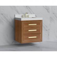 Madeli B855-30-002-NW-HP-PC - Madeli Renaissance 30'' Wall hung Vanity Cabinet in Natural Walnut/HW: Handles Polished