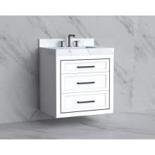 Madeli B855-30-002-WH-HY-SB - Renaissance 30'' Wall hung Vanity Cabinet in White/HW: Handles Satin Brass(SB)