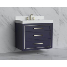 Madeli B855-36-002-SA-HY-SB - Renaissance 36'' Wall hung Vanity Cabinet in Sapphire/HW: Handles Satin Brass(SB)