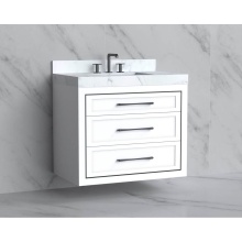 Madeli B855-36-002-WH-HR-MB - Renaissance 36'' Wall hung Vanity Cabinet in White/HW: Handles Matte Black(MB)