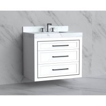 Madeli B855-36-002-WH-HY-BN - Renaissance 36'' Wall hung Vanity Cabinet in White/HW: Handles Brushed Nickel(BN)