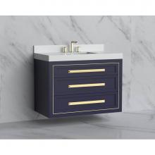 Madeli B855-42-002-SA-HP-PC - Madeli Renaissance 42'' Wall hung Vanity Cabinet in Sapphire/HW: Handles Polished Chrome