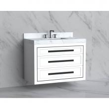 Madeli B855-42-002-WH-HP-PC - Madeli Renaissance 42'' Wall hung Vanity Cabinet in White/HW: Handles Polished Chrome(PC