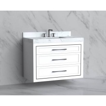 Madeli B855-42-002-WH-HR-PC - Renaissance 42'' Wall hung Vanity Cabinet in White/HW: Handles Polished Chrome(PC)