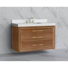 Madeli B855-48C-002-NW-HR-PC - Renaissance 48C'' Wall hung Vanity Cabinet in Natural Walnut/HW:Handles Polished Chrome(