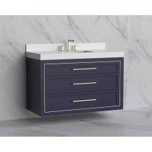 Madeli B855-48C-002-SA-HY-MB - Madeli Renaissance 48C'' Wall hung Vanity Cabinet in Sapphire/HW: Handles Matte Black(MB