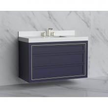 Madeli B855-48C-002-SA-NP-BN - Madeli Renaissance 48C'' Wall hung Vanity Cabinet in Sapphire - No Handles - Inlay in Br