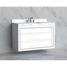 Madeli B855-48C-002-WH-NP-SB - Madeli Renaissance 48C'' Wall hung Vanity Cabinet in White - No Handles - Inlay in Satin