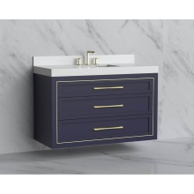 Madeli B855-48C-002-SA-HR-PC - Renaissance 48C'' Wall hung Vanity Cabinet in Sapphire/HW: Handles Polished Chrome(PC)