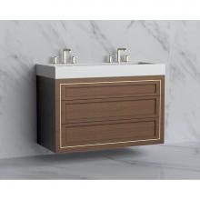 Madeli B855-48D-002-BR-NP-PN - Madeli Renaissance 48D'' Wall hung Vanity Cabinet in Brandy - No Handles - Inlay in Poli