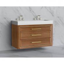 Madeli B855-48D-002-NW-HY-PN - Madeli Renaissance 48D'' Wall hung Vanity Cabinet in Natural Walnut/HW: Handles Polished