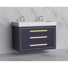 Madeli B855-48D-002-SA-HP-SB - Madeli Renaissance 48D'' Wall hung Vanity Cabinet in Sapphire/HW: Handles Satin Brass(SB