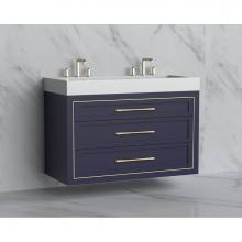 Madeli B855-48D-002-SA-HR-SB - Madeli Renaissance 48D'' Wall hung Vanity Cabinet in Sapphire/HW: Handles Satin Brass(SB