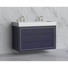 Madeli B855-48D-002-SA-NP-PC - Madeli Renaissance 48D'' Wall hung Vanity Cabinet in Sapphire - No Handles - Inlay in Po