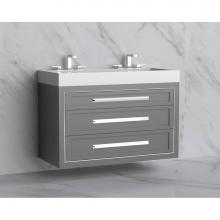 Madeli B855-48D-002-TG-HP-PN - Madeli Renaissance 48D'' Wall hung Vanity Cabinet in Studio Grey/HW: Handles Polished Ni