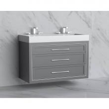 Madeli B855-48D-002-TG-HR-MB - Madeli Renaissance 48D'' Wall hung Vanity Cabinet in Studio Grey/HW: Handles Matte Black