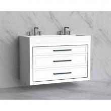 Madeli B855-48D-002-WH-HY-PN - Madeli Renaissance 48D'' Wall hung Vanity Cabinet in White/HW: Handles Polished Nickel(P