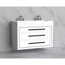 Madeli B855-48D-002-WH-HP-PC - Renaissance 48D'' Wall hung Vanity Cabinet in White/HW: Handles Polished Chrome(PC)