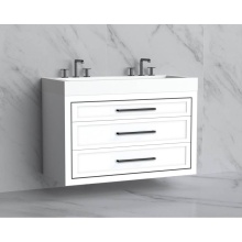 Madeli B855-48D-002-WH-HY-PC - Renaissance 48D'' Wall hung Vanity Cabinet in White/HW: Handles Polished Chrome(PC)