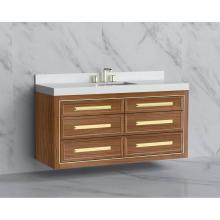 Madeli B855-60C-002-NW-HP-PC - Renaissance 60C'' Wall hung Vanity Cabinet in Natural Walnut/HW: Handles Polished Chrome