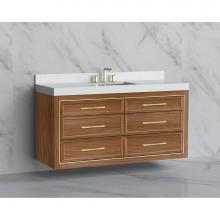 Madeli B855-60C-002-NW-HR-PC - Renaissance 60C'' Wall hung Vanity Cabinet in Natural Walnut/HW:Handles Polished Chrome(