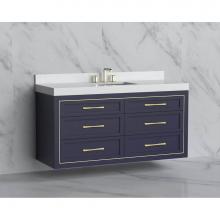 Madeli B855-60C-002-SA-HR-PC - Renaissance 60C'' Wall hung Vanity Cabinet in Sapphire/HW: Handles Polished Chrome(PC)