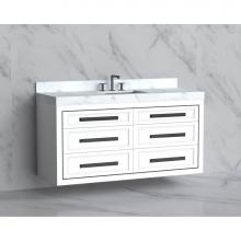 Madeli B855-60C-002-WH-HP-PC - Renaissance 60C'' Wall hung Vanity Cabinet in White/HW: Handles Polished Chrome(PC)