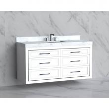 Madeli B855-60C-002-WH-HR-PC - Madeli Renaissance 60C'' Wall hung Vanity Cabinet in White/HW: Handles Polished Chrome(P