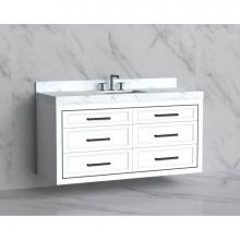 Madeli B855-60C-002-WH-HY-MB - Madeli Renaissance 60C'' Wall hung Vanity Cabinet in White/HW: Handles Matte Black(MB)